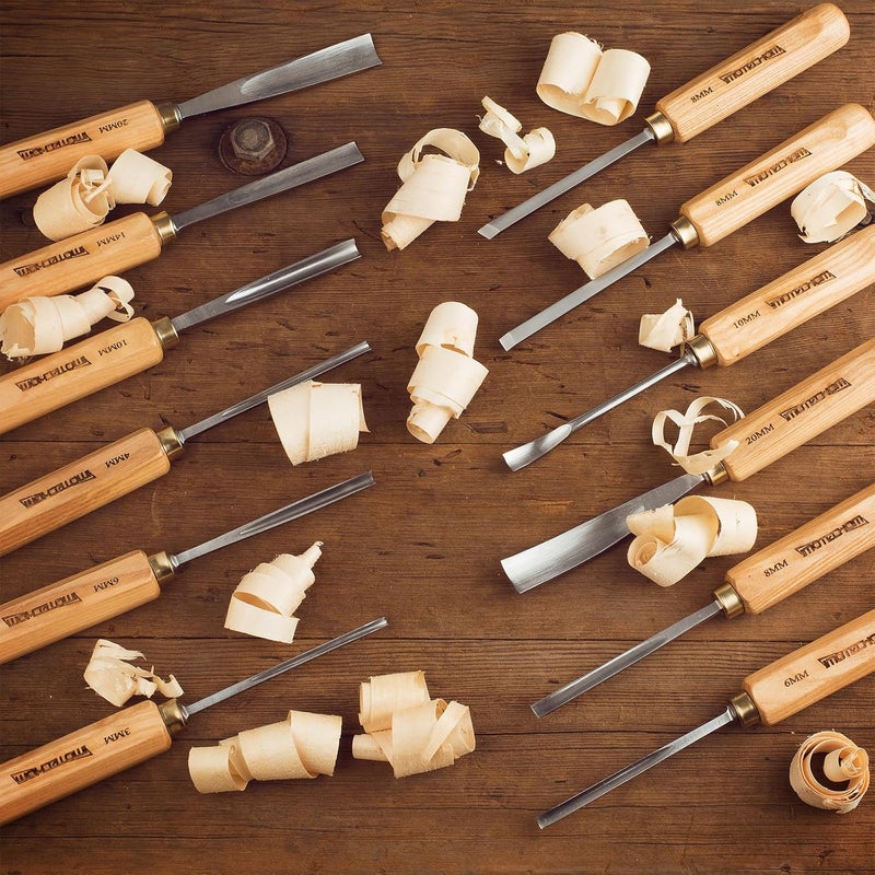 IMOTECHOM 12-Pieces Woodworking Wood Carving Tools Chisel Set with Canvas Bag, Razor Sharp CR-V 60 Steel Blades - Image 4